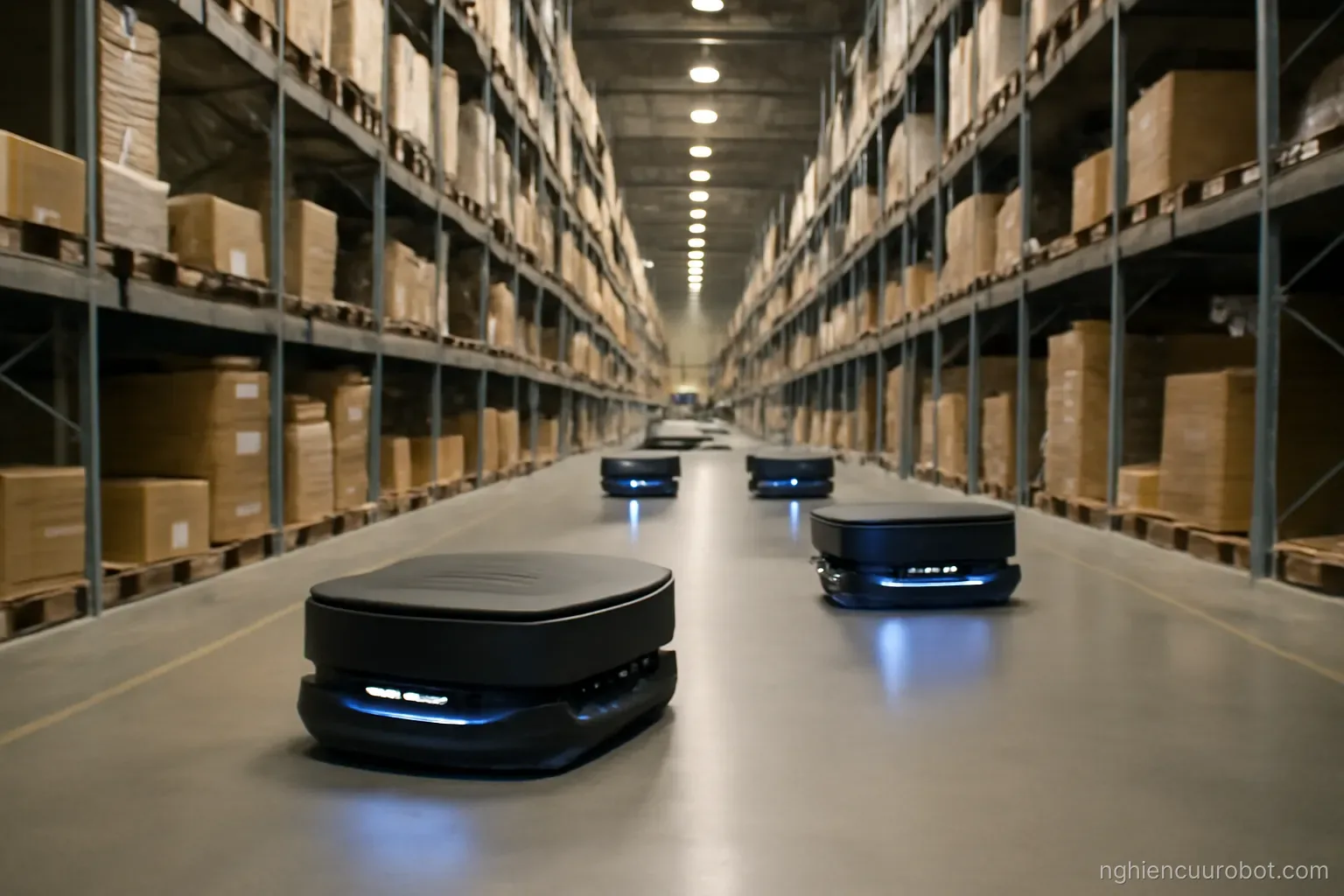 Nhiều robot di động trong một kho hàng