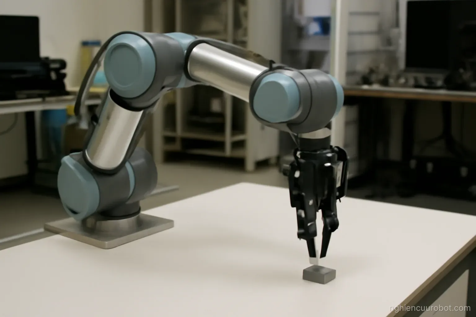 Cánh tay robot lặp lại một động tác trong phòng thí nghiệm